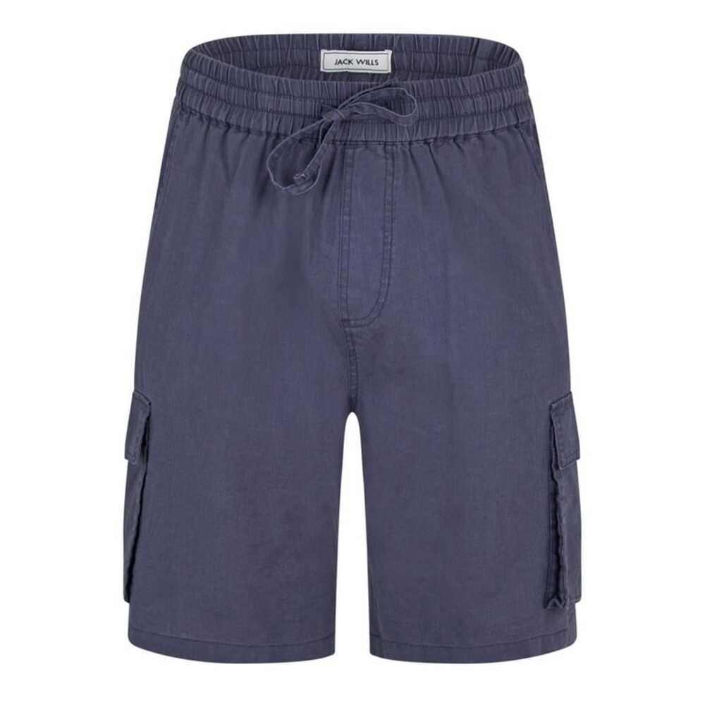 Jack Wills Mens Linen Cargo Shorts / Blue Ink